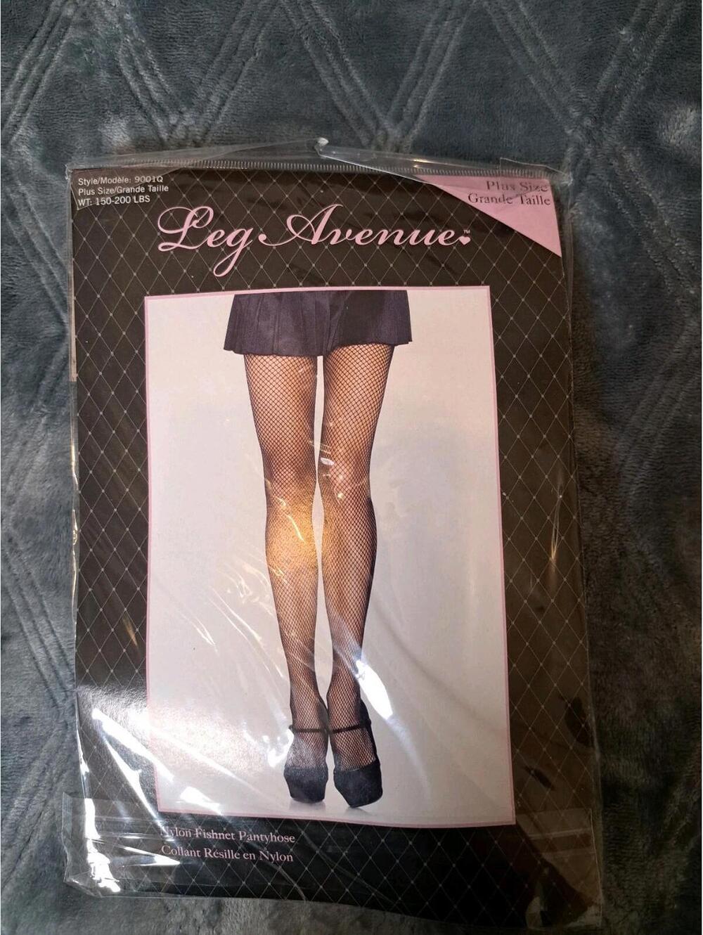 Leg Avenue 9001Q Queen Plus Size Black Fishnet Pantyhose Tights 150~200 Pounds